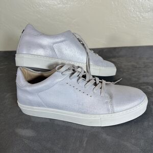 J/Slides NYC Men’s Silver Sneakers 11 M Leather Shoes
